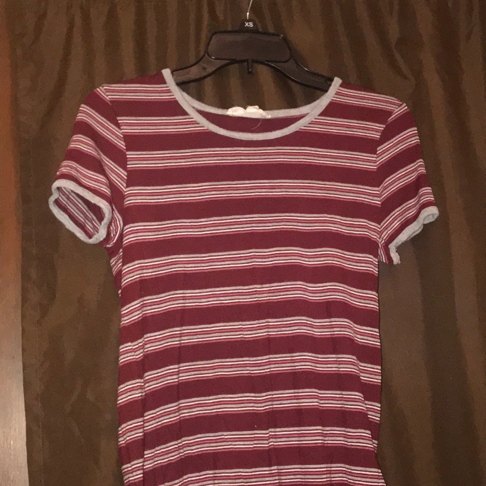 Pink Republic Maroon Striped Shirt.
